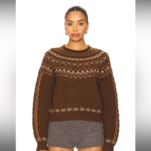 Guest In Residence Cloud Chalet Crew Sweater in Chestnut Combo - Picture 3 of 7